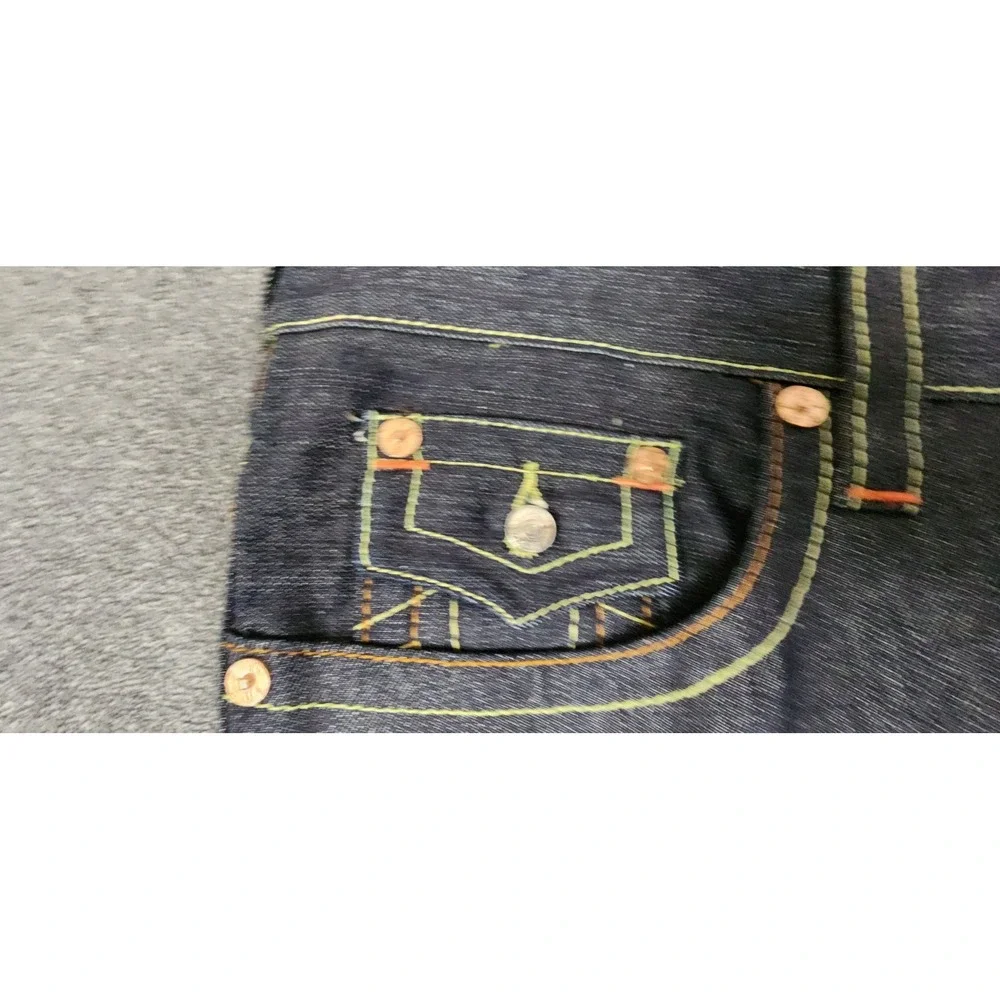True Religion Joey Jeans Mens 38x35 Made in USA Dragon Embroidered Flare Raw Y2K